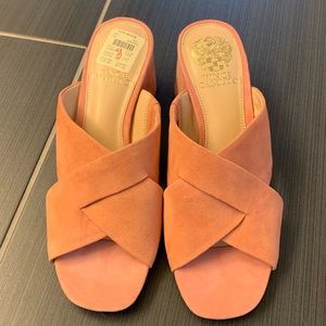 Vince Camuton Peach/Pink Suede Slides Size 7.5